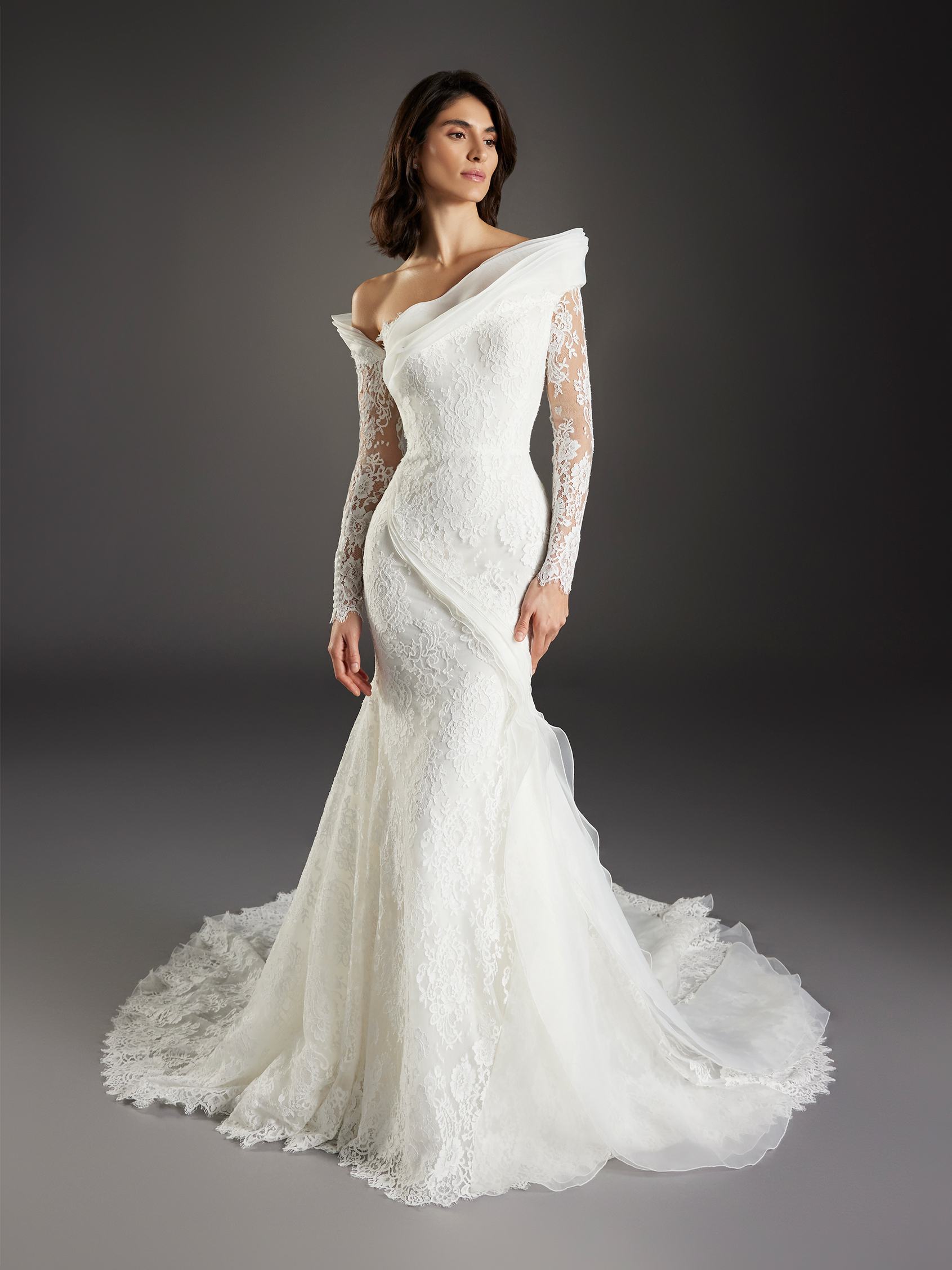 Couture Lace Column Wedding Dress
