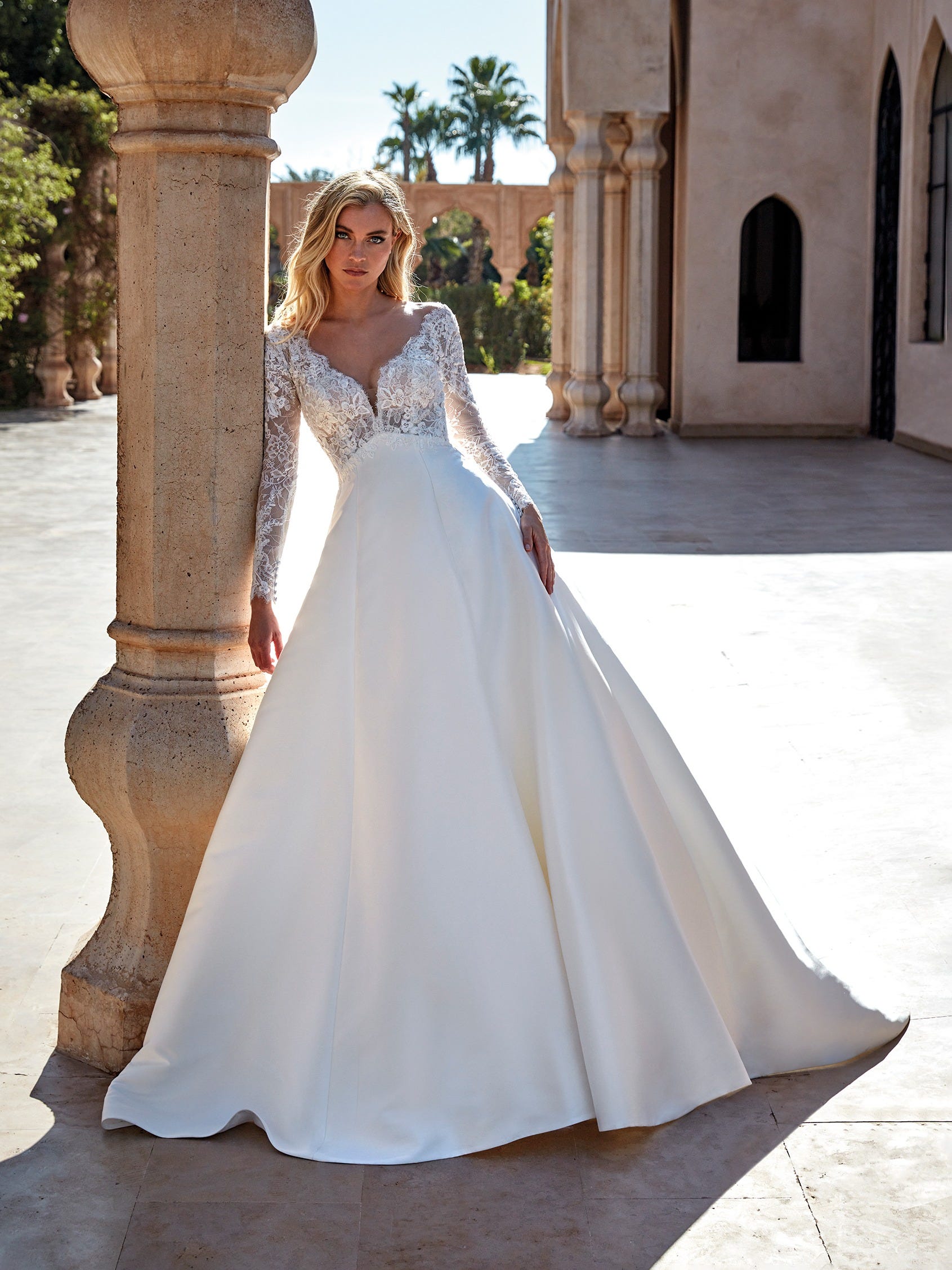 Phlox bridal separates  Two piece wedding gown: long sleeved silk