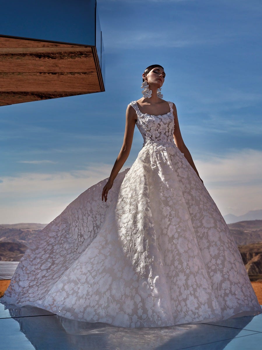 LAPIS, A-line wedding dress with square neckline
