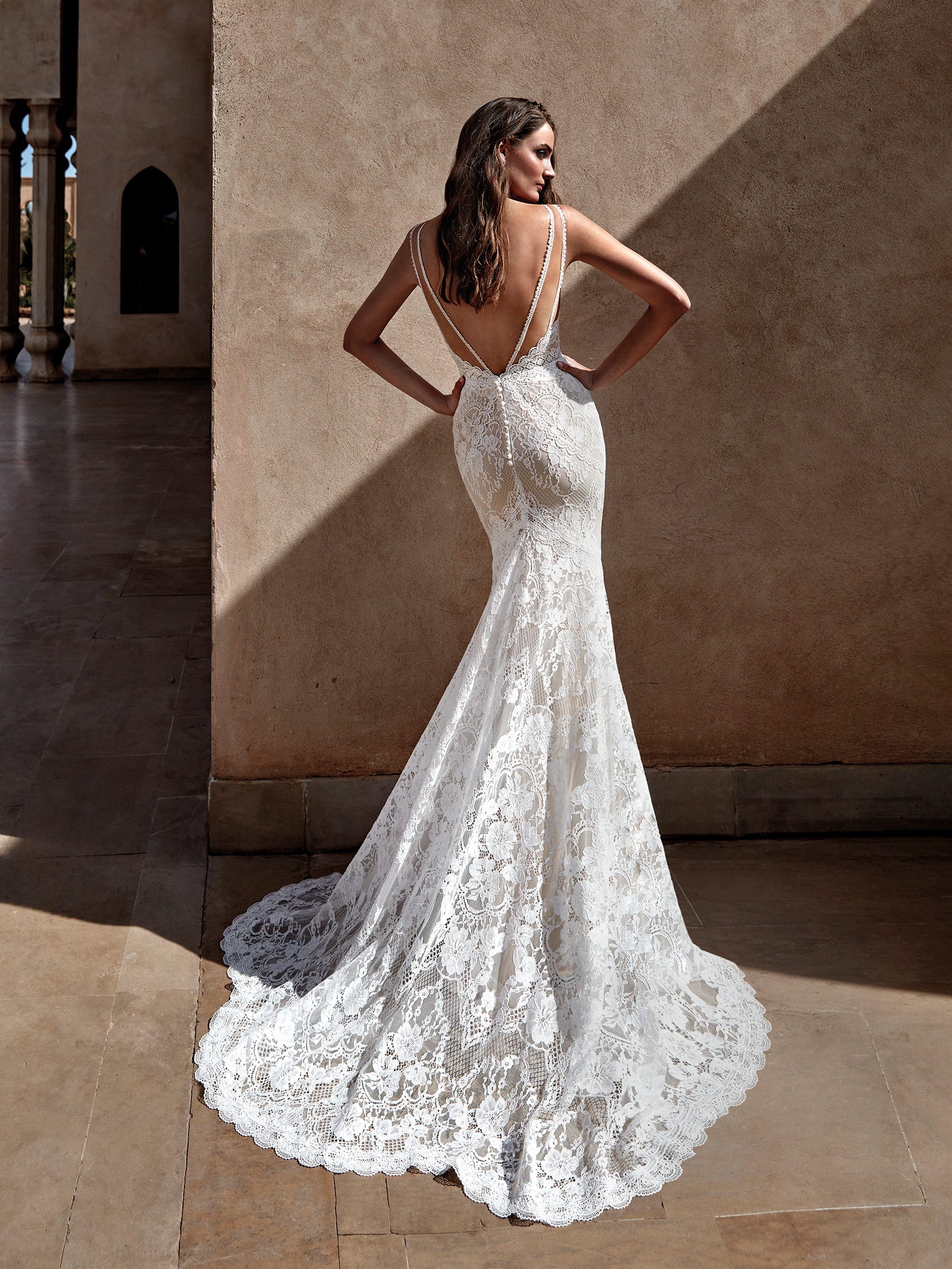 Deep V Neck Wedding Dresses Lace Appliques 3D Flowers Long Sleeves Bridal  Gowns | eBay
