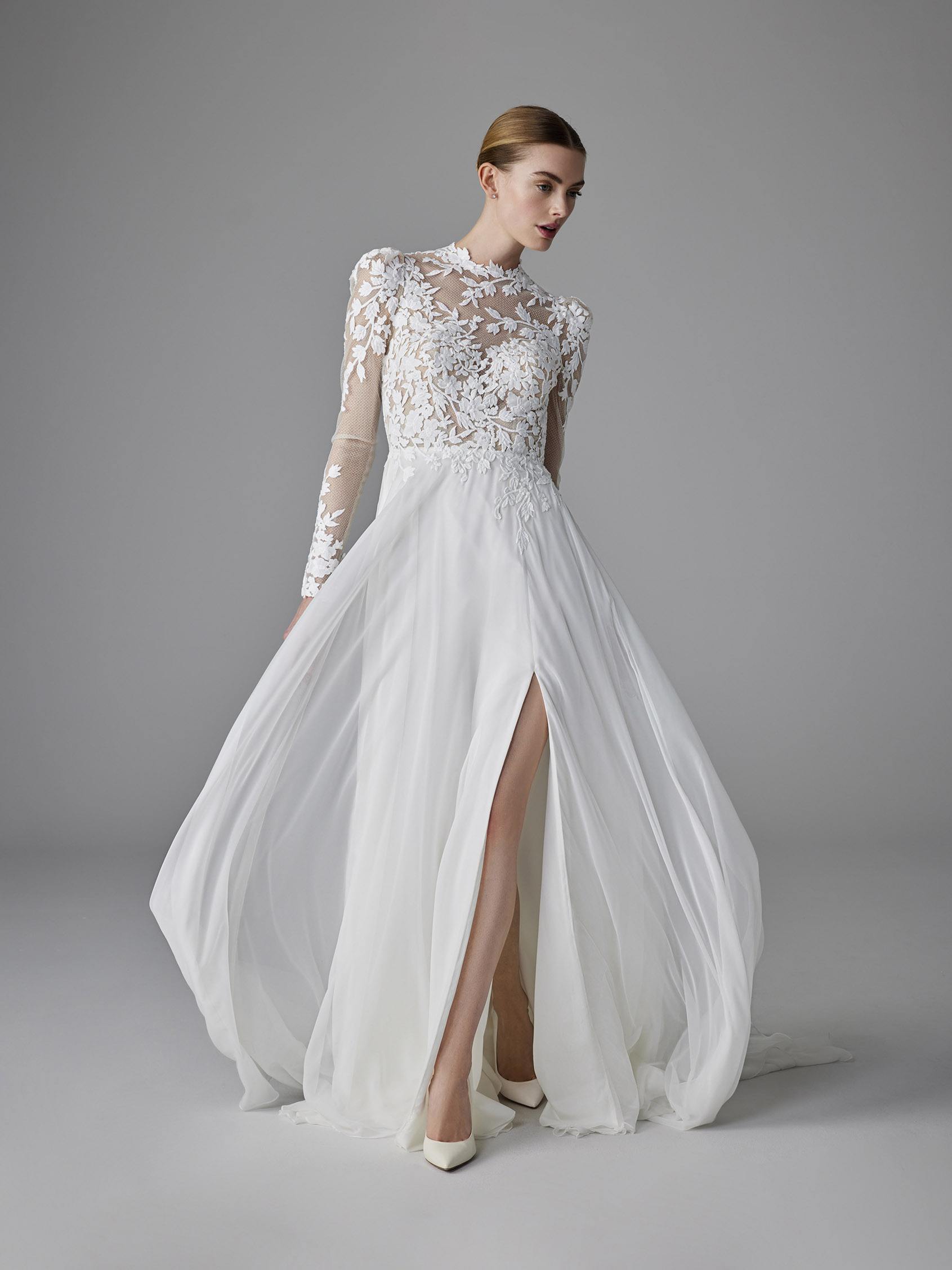 Boho Wedding Dresses Ethereal Chiffon Lace Tulle Pronovias