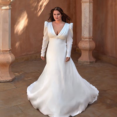 UK Plus Size White/Ivory Half Sleeve A Line Wedding Dress Bridal